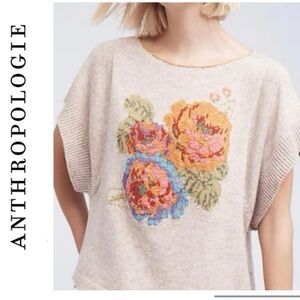 Angel of the North Anthropologie Poncho Style Floral Coquette Balletcore Knit